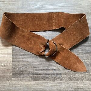 Vintage Leather Suede Wide Brown Wrap Belt